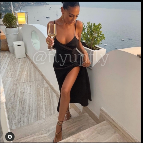 Zara * Satin Effect Slip Dress Black - Picture 4 of 7